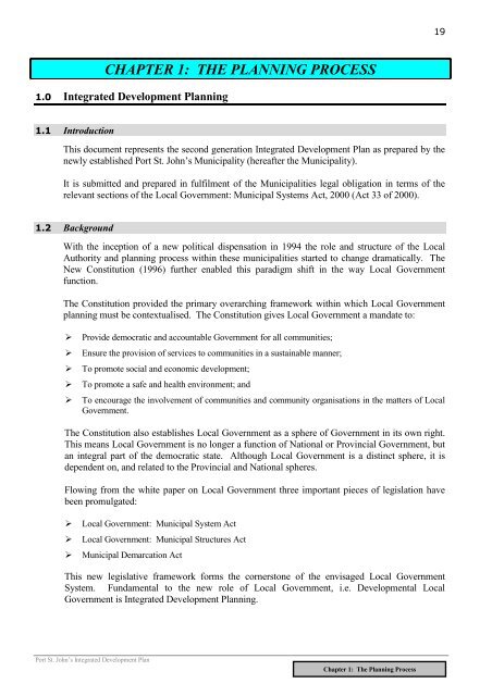 Port St Johns LM IDP May02.pdf - Provincial Spatial Development plan