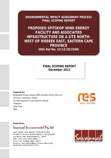 Spitskop Wind Energy Facility FSR Main Report Dec11