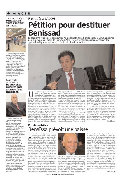Fr-04-09-2013 - AlgÃ©rie news quotidien national d'information