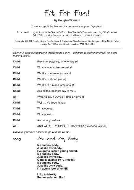 Fit For Fun Lyrics Book Golden Apple Bitesize