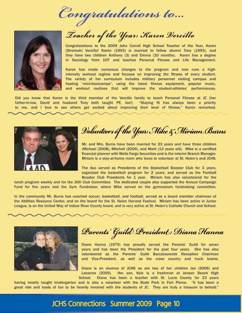 Summer 2009 Newsletter - John Carroll Catholic High School