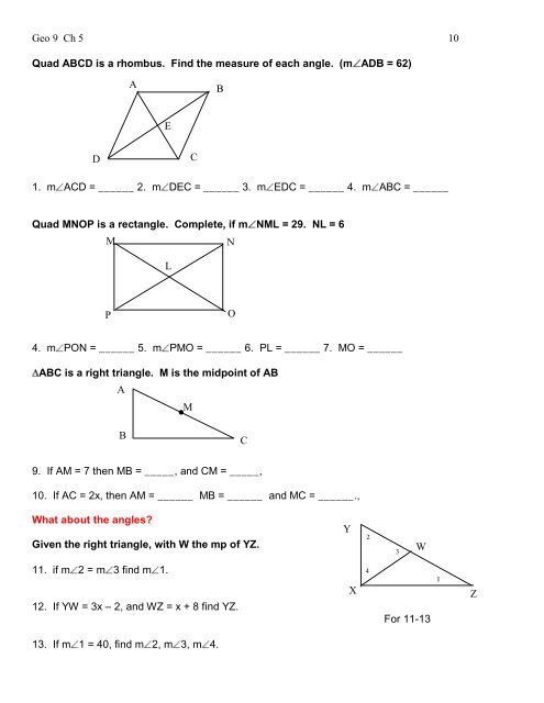 Geo 9 Ch 5 1 5.1 Quadrilaterals Parallelograms/Real World Visual ...