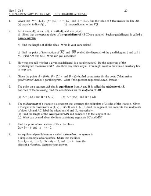 Geo 9 Ch 5 1 5.1 Quadrilaterals Parallelograms/Real World Visual ...