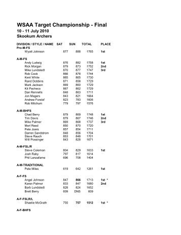 WSAA Target Championship 2010 - Washington State Archery ...