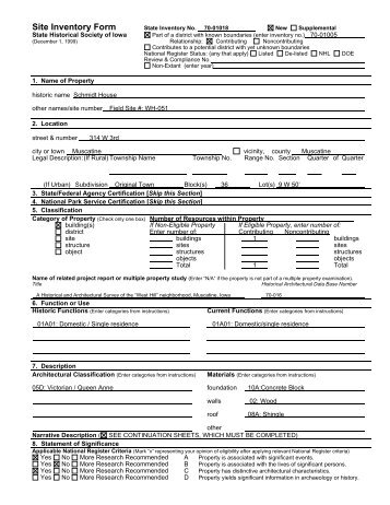 Iowa Site Inventory Form - Musser Public Library