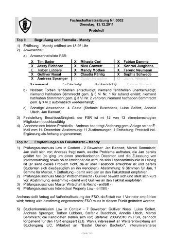 Protokoll FSR-Sitzung bzw