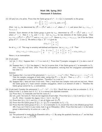 Math 306, Spring 2012 Homework 9 Solutions