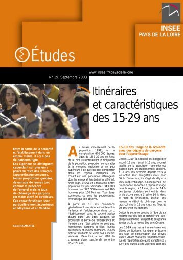 Itinéraires et caractéristiques des 15-29 ans - Epsilon - Insee