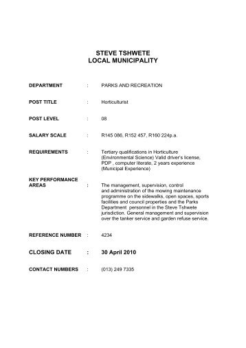 STEVE TSHWETE LOCAL MUNICIPALITY