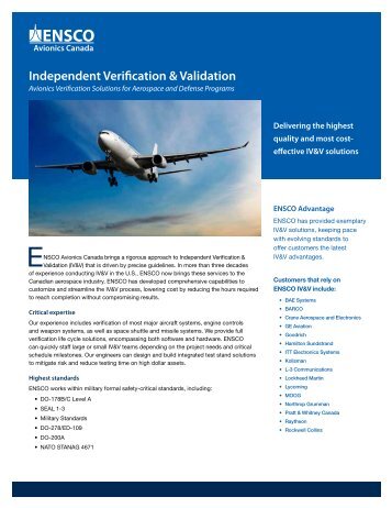 Independent Verification & Validation - IV&V (PDF) - ENSCO, Inc.