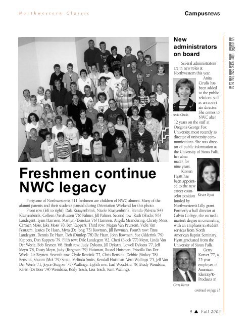 Fall 2003 - Northwestern College