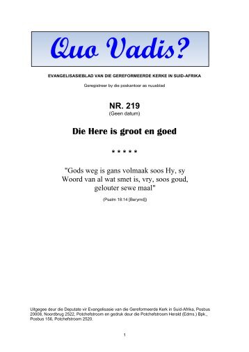Die Here is groot en goed - cjbf.co.za