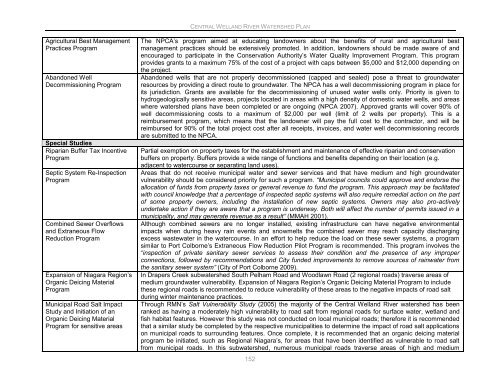 Central Welland River Watershed Plan - Niagara Peninsula ...