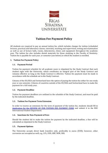 Tuition Fee Payment Policy