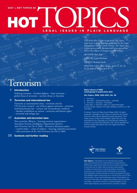 Terrorism - Hot Topics 58 - Legal Information Access Centre