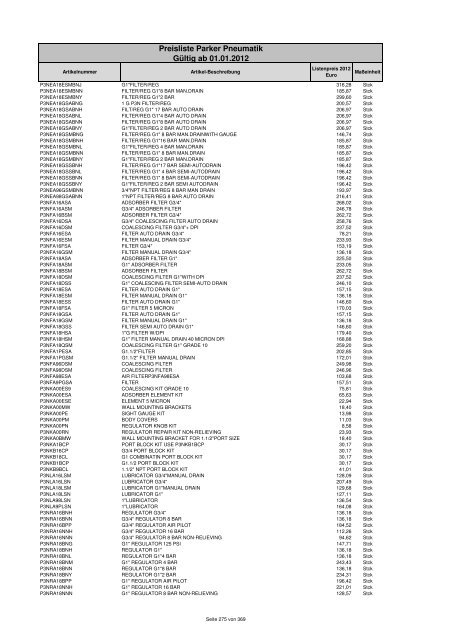 Informationen zur Preisliste - JK Pneumatik GmbH