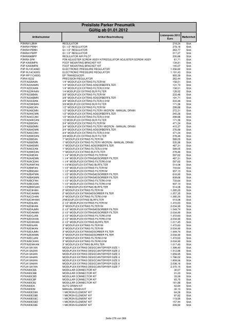 Informationen zur Preisliste - JK Pneumatik GmbH