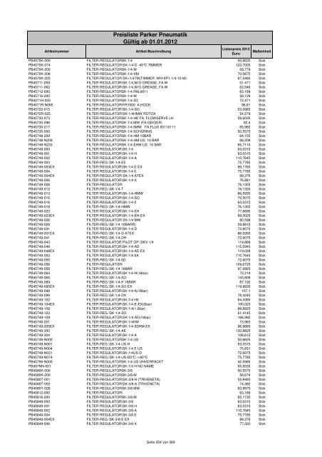 Informationen zur Preisliste - JK Pneumatik GmbH
