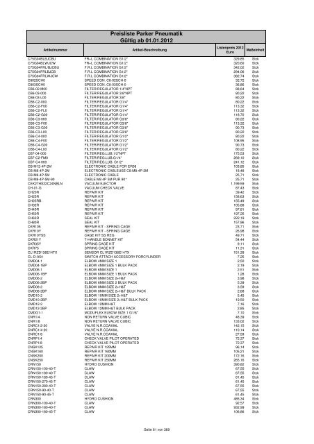 Informationen zur Preisliste - JK Pneumatik GmbH