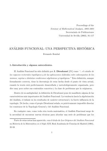 Análisis Funcional: Una perspectiva histórica