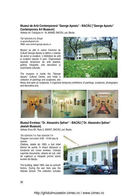Muzee și colecții din Romania - Museums and Collections ... - cIMeC