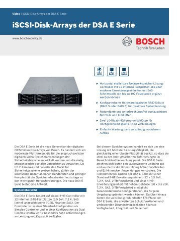 iSCSI-Disk-Arrays der DSA E Serie - Bosch Security Systems