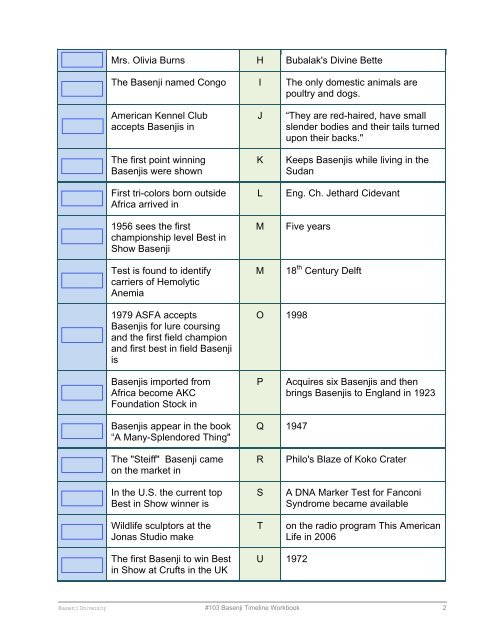 Course #103 Workbook - the Basenji Club of America