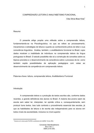 COMPREENSÃO LEITORA E ANALFABETISMO FUNCIONAL Cléa ...