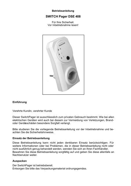 SWITCH Pager DSE 408 - Elbro AG