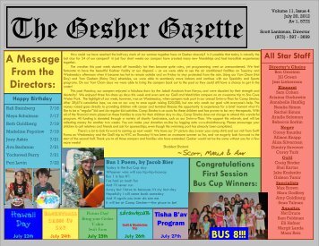 Issue 4 - July 20, 2012 - Gesher Summer Camp