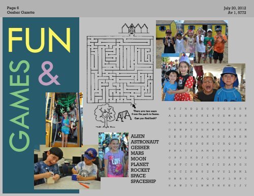 Issue 4 - July 20, 2012 - Gesher Summer Camp