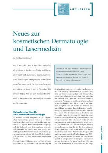 Neues zur kosmetischen Dermatologie und Lasermedizin