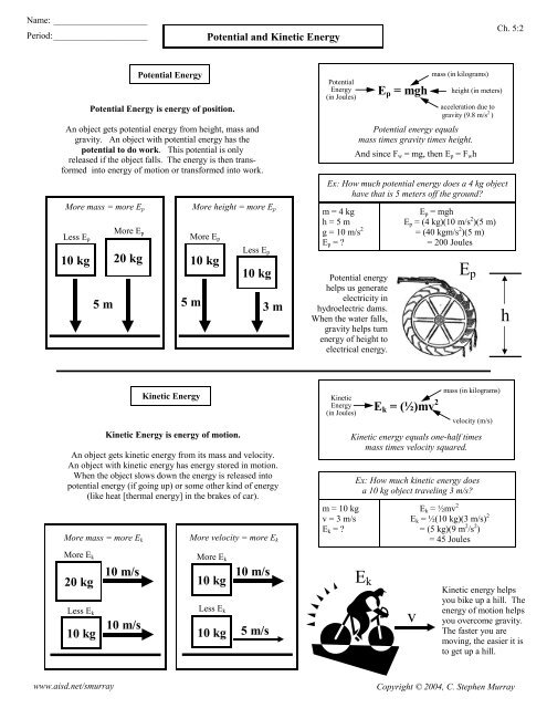 Potential and Kinetic Energy