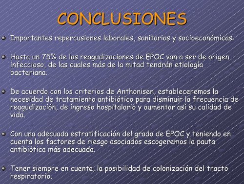 tratamiento antibiÃ³tico en las reagudizaciones de epoc