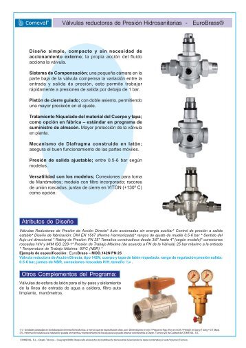 VÃ¡lvulas reductoras de PresiÃ³n Hidrosanitarias ... - COMEVAL