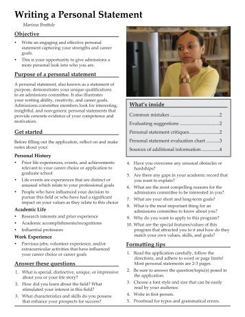 Writing a Personal Statement - The Career Center