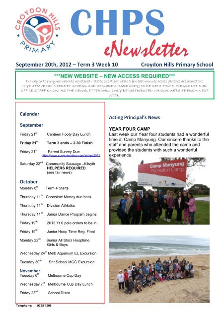 Newsletter Term 3 Week 10 - Croydon Hills Primary School