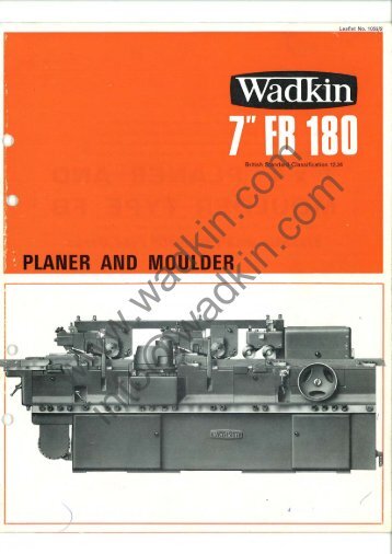 Wadkin FB 180 Planer Moulder Literature