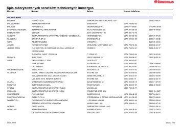 Spis autoryzowanych serwisÃ³w technicznych Immergas