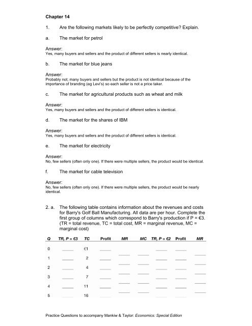 Chapter 14 Questions and answers