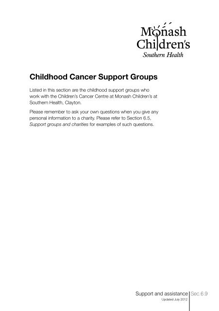 The Information Book Edition 3 - Paediatric Integrated Cancer Service