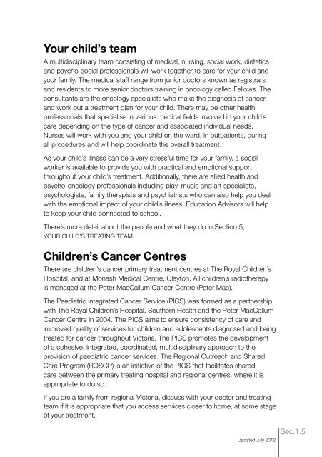 The Information Book Edition 3 - Paediatric Integrated Cancer Service