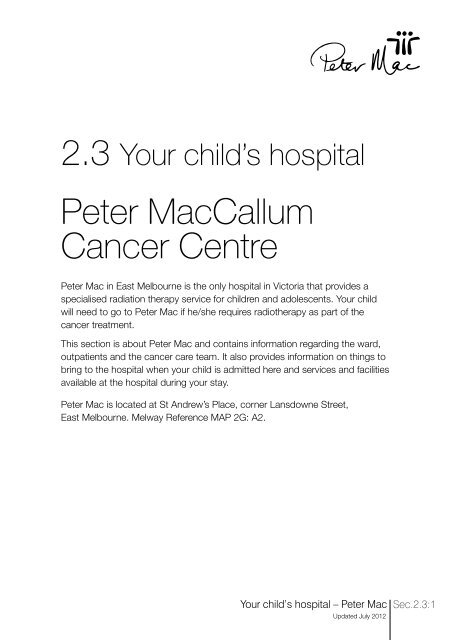 The Information Book Edition 3 - Paediatric Integrated Cancer Service