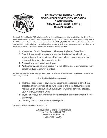 Lt Corey Dahlem Scholarship Application.pdf - Florida Police ...