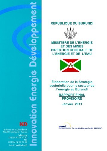 REPUBLIQUE DU BURUNDI MINISTERE DE L'ENERGIE ET DES ...