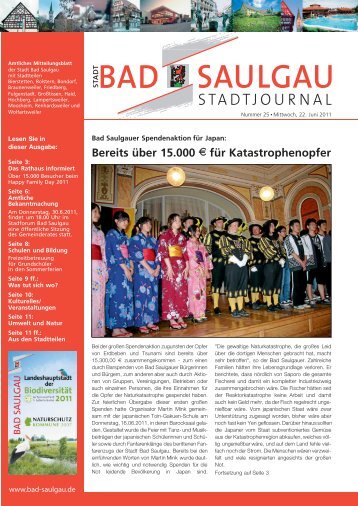 Bereits über 15.000 für Katastrophenopfer - Stadt Bad Saulgau