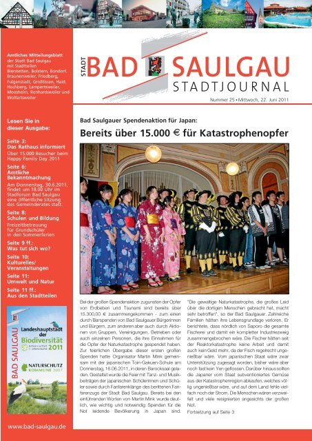 Bereits über 15.000 für Katastrophenopfer - Stadt Bad Saulgau