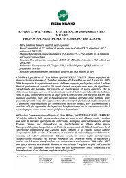 APPROVATO IL PROGETTO DI BILANCIO 2005-2006 ... - Fiera Milano