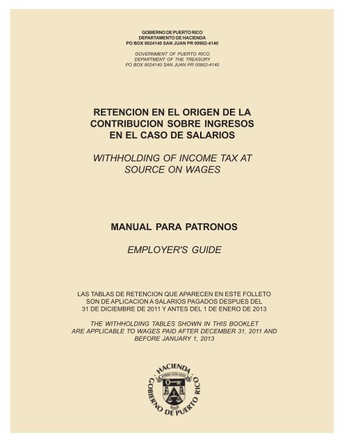 instrucciones tabla retencion 2011 - Departamento de Hacienda ...