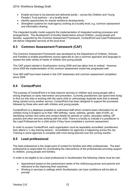 Proposed structure for the Children and Young People's Workforce ...